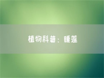 植物科普：睡蓮